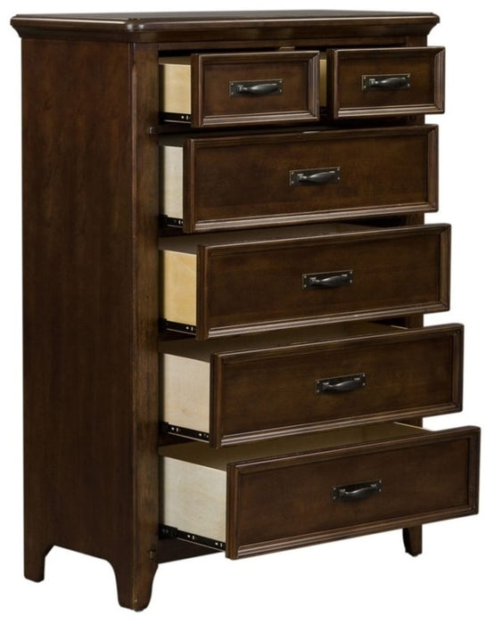 Liberty Furniture Saddlebrook 6 Drawer Chest in Tobacco Brown