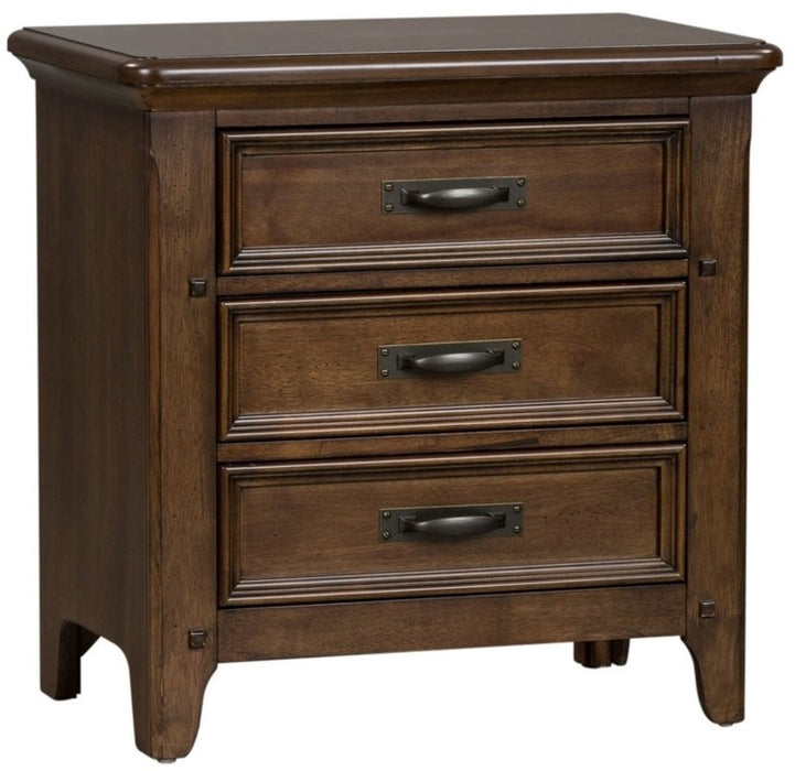 Liberty Furniture Saddlebrook 3 Drawer Nightstand in Tobacco Brown